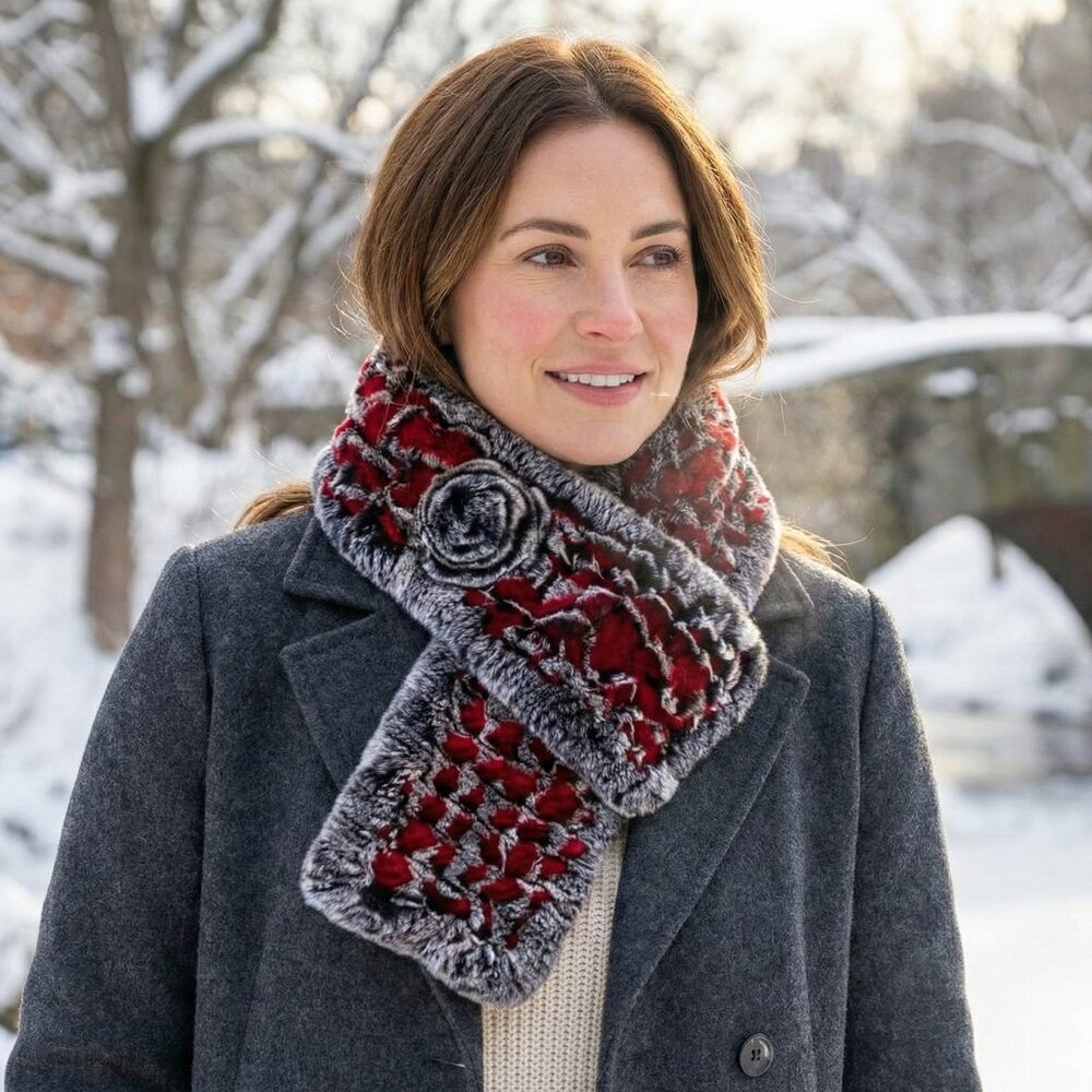 Imported Volare New York Real Rabbit Fur Scarf.